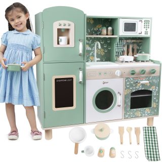 CLASSIC WORLD Large Wooden Vintage Kitchen for Kids + Accessories