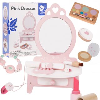 CLASSIC WORLD Wooden Dressing Table for Girls with Mirror + Hair Straightener 11 accessories