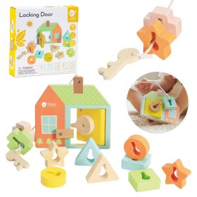 CLASSIC WORLD Wooden Intertwining Threading Blocks Keys and Doors MONTESSORI 11 pcs.