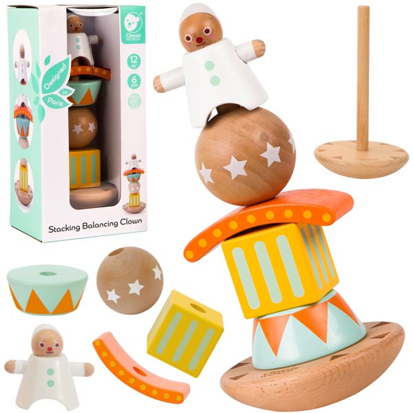 CLASSIC-WORLD-Wooden-Puzzle-Pyramid-Blocks-Balancing-Happy-Clown CLASSIC WORLD Wooden Puzzle Pyramid Blocks Balancing Happy Clown