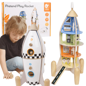 CLASSIC-WORLD-Wooden-Rocket-Childrens-House-Figurines-Accessories CLASSIC WORLD Wooden Rocket Children's House + Figurines Accessories