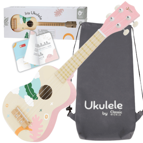 CLASSIC WORLD Wooden Ukulele Guitar for Kids Pink