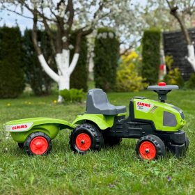 FALK-Baby-Claas-Axos-310-Green-Tractor-with-Trailer-from-1-year-1