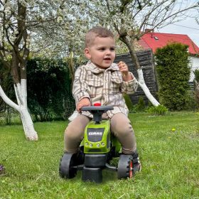 FALK-Baby-Claas-Axos-310-Green-Tractor-with-Trailer-from-1-year-2