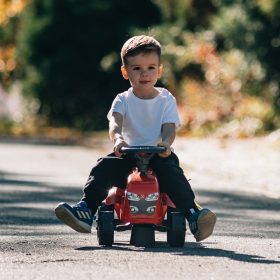 FALK-Baby-Massey-Ferguson-Red-Tractor-with-Trailer-Accessories.-From-1-year-2