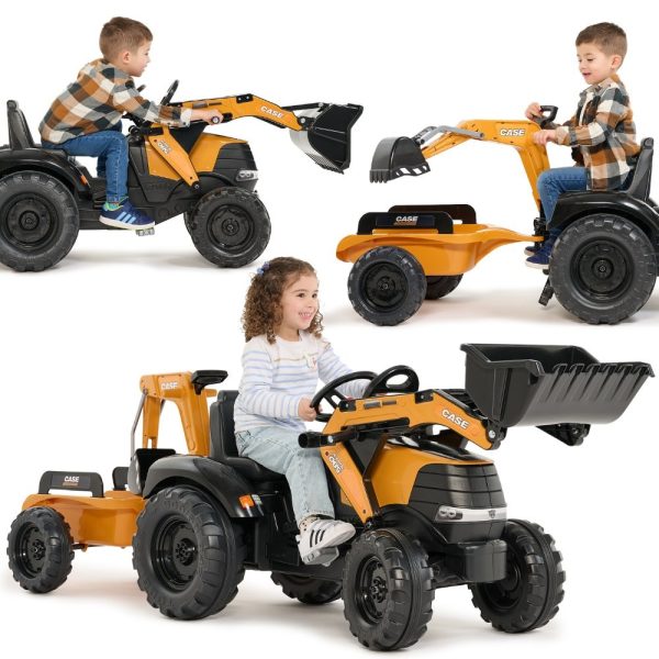 FALK-Case-CE-Pedal-Tractor-with-Backhoe-Loader-and-Trailer-3-7-years FALK Case CE Pedal Tractor with Backhoe Loader and Trailer 3-7 years
