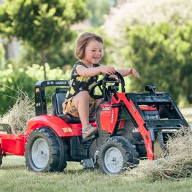 FALK-Case-Pedal-Tractor-with-Bucket-and-Trailer-Red-from-3-Years-1