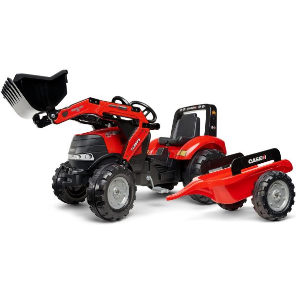 FALK-Case-Pedal-Tractor-with-Bucket-and-Trailer-Red-from-3-Years FALK Case Pedal Tractor with Bucket and Trailer Red from 3 Years