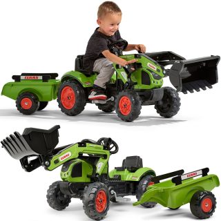 FALK Green Claas Tractor with Trailer and Pedal Bucket for 2-5 years