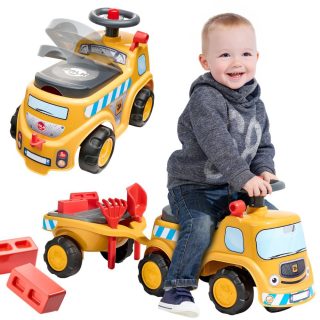 FALK JCB Ride-on Construction Truck with Trailer and Accessories
