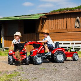 FALK-Massey-Ferguson-Red-Pedal-Tractor-with-Trailer-from-3-Years-2