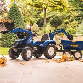 FALK-New-Holland-Pedal-Tractor-Blue-with-Trailer-from-3-Years-1