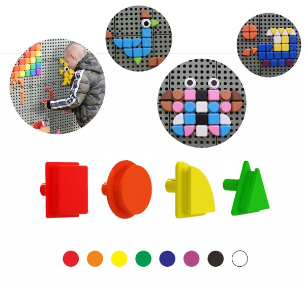 MASTERKIDZ Geometric Elements 8 Colors 256 pcs STEM Board Accessories