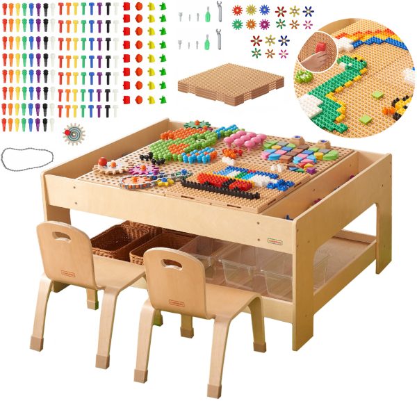 MASTERKIDZ-Wooden-Educational-Table-STEM-WALL-ACCESSORIES-563-Blocks MASTERKIDZ Wooden Educational Table + STEM WALL ACCESSORIES + 563 Blocks