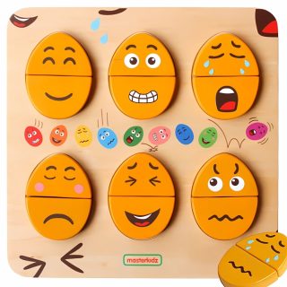 MASTERKIDZ Wooden Eggs Emotion Learning Board - What Humor? Montessori