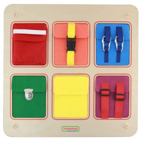 MASTERKIDZ Wooden Flex Wall Manipulation Board with Colorful Pockets