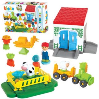 MOCHTOYS Hedgehog Pin Bricks FARM in a Box of 100 pieces + 3 Figures