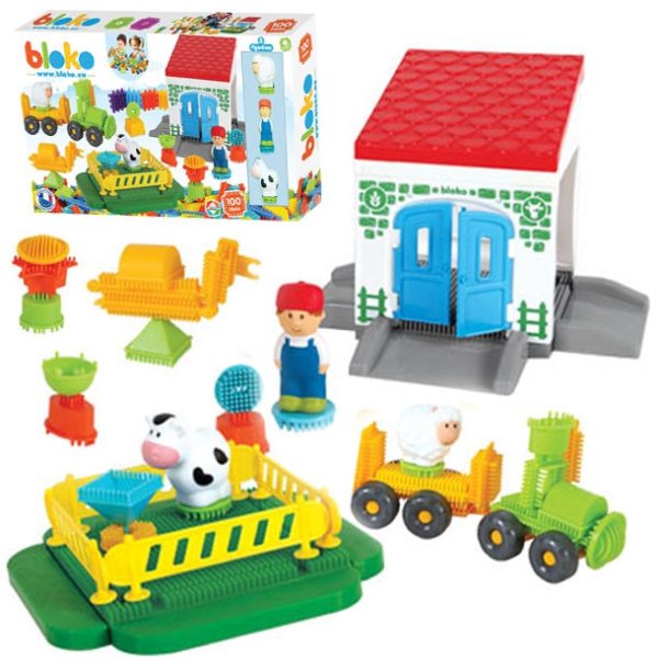 MOCHTOYS-Hedgehog-Pin-Bricks-FARM-in-a-Box-of-100-pieces-3-Figures MOCHTOYS Hedgehog Pin Bricks FARM in a Box of 100 pieces + 3 Figures