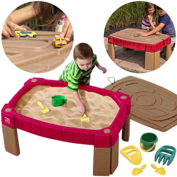 STEP2-Large-Sandbox-Table-with-Cover-Car-Track STEP2 Large Sandbox Table with Cover Car Track