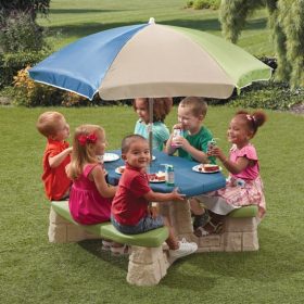 STEP2-Picnic-Table-with-Umbrella-and-Benches-2