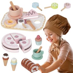 TOOKY TOY Sweet Cake Wooden Set of Sweets in a Box Confectionery Ice Cream Parlor
