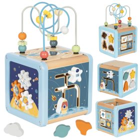 TOOKY TOY Wooden Activity Cube Space Sorter Maze