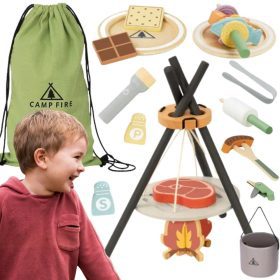 TOOKY-TOY-Wooden-Camping-Cooking-Set-with-Campfire TOOKY TOY Wooden Camping Cooking Set with Campfire