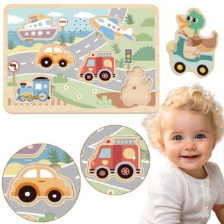 TOOKY TOY Wooden Interactive Puzzle Vehicles