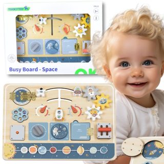 TOOKY TOY Wooden Montessori Educational Board Astronaut Spaceship