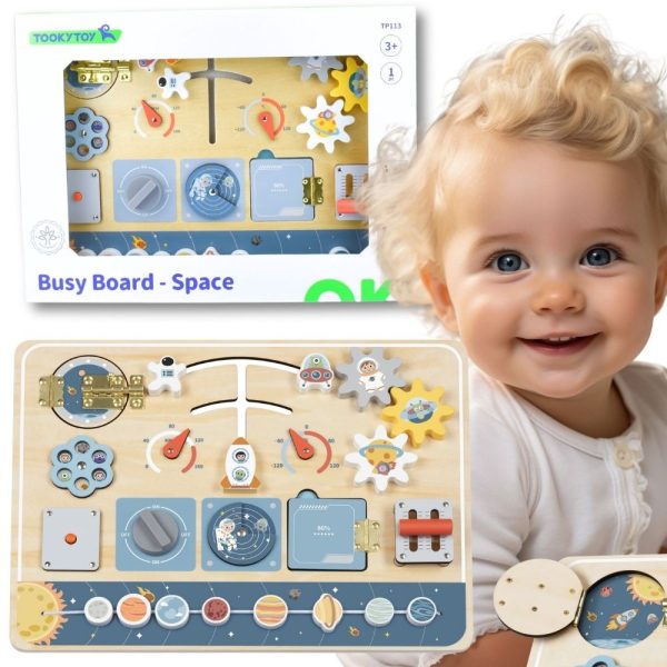 TOOKY TOY Wooden Montessori Educational Board Astronaut Spaceship
