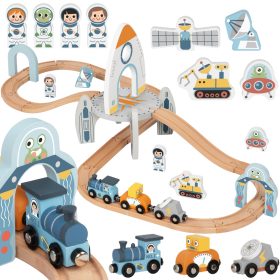 TOOKY-TOY-Wooden-Space-Train-Track-Set TOOKY TOY Wooden Space Train Track Set