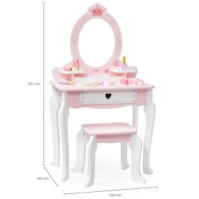 VIGA-Large-Wooden-Dressing-Table-in-White-and-Pink-with-Mirror-and-Chair-2
