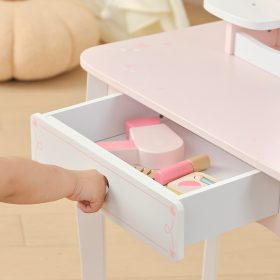 VIGA-Large-Wooden-Dressing-Table-in-White-and-Pink-with-Mirror-and-Chair-3