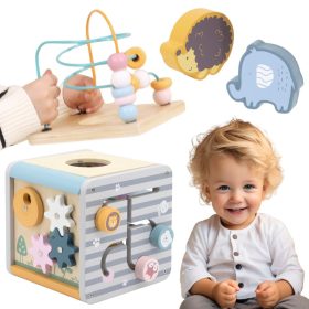 VIGA PolarB Activity Box Wooden Educational Game Center 5-in-1 cube