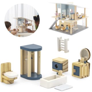 VIGA PolarB Dollhouse Bathroom Furniture Set