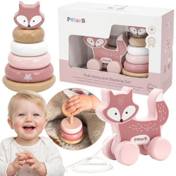 VIGA-PolarB-Set-Fox-Wooden-Pyramid-Fox-for-Pulling VIGA PolarB Set Fox Wooden Pyramid + Fox for Pulling