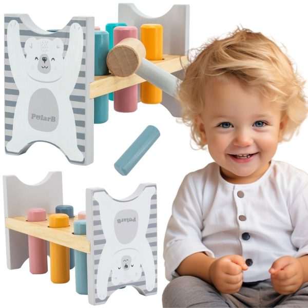 VIGA PolarB Wooden Bench with Hammer - Montessori