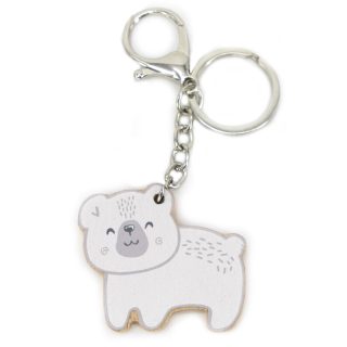 VIGA PolarB Wooden Keychain White Teddy Bear Keyring