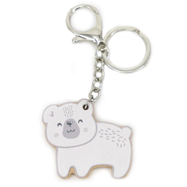 VIGA-PolarB-Wooden-Keychain-White-Teddy-Bear-Keyring VIGA PolarB Wooden Keychain White Teddy Bear Keyring