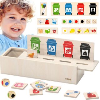 VIGA Puzzle Wooden educational game for learning how to sort waste