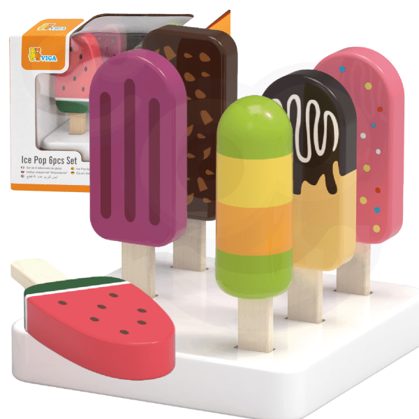 VIGA-Set-of-Wooden-Ice-Cream-Sticks-with-Stand-6-pcs VIGA Set of Wooden Ice Cream Sticks with Stand 6 pcs.