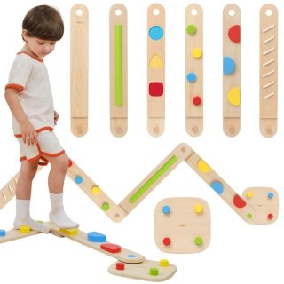 VIGA Wooden Balance Beam Modular Track Sensory Path