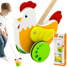 VIGA-Wooden-Educational-Pusher-Hen VIGA Wooden Educational Pusher Hen