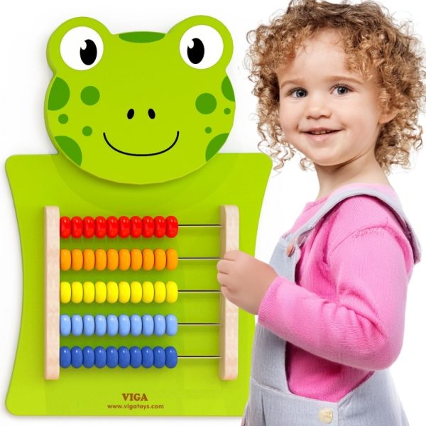 VIGA-Wooden-Manipulative-Board-Abacus-Frog-FSC-Montessori-Certificate VIGA Wooden Manipulative Board Abacus Frog FSC Montessori Certificate