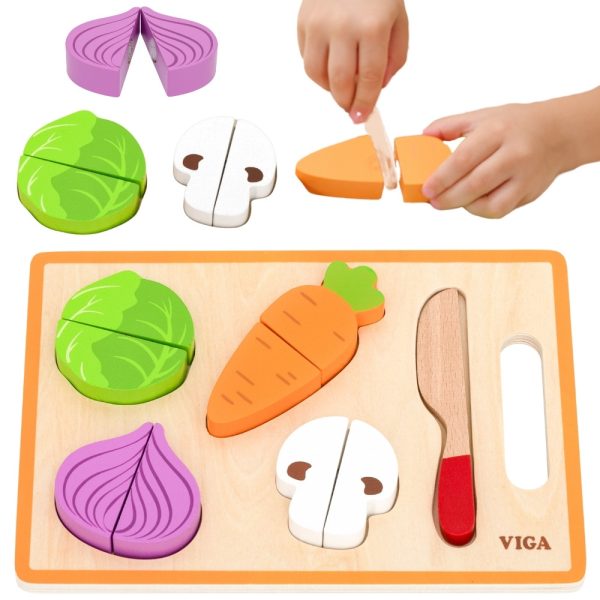 VIGA-Wooden-Montessori-Educational-Puzzle-Vegetables-for-Cutting VIGA Wooden Montessori Educational Puzzle Vegetables for Cutting