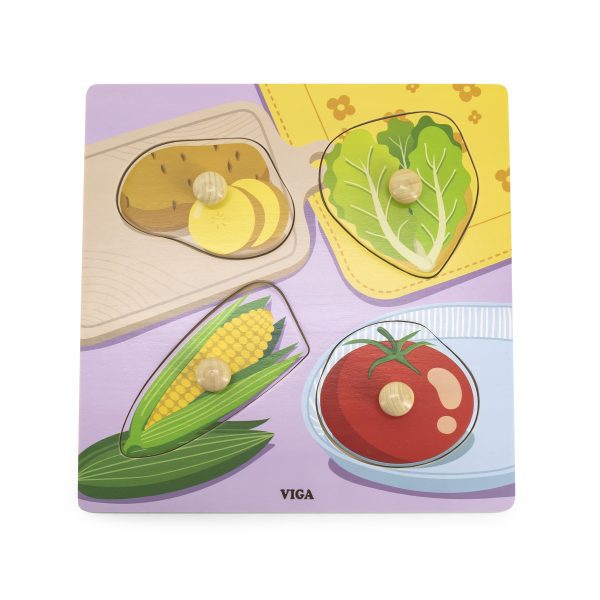 VIGA-Wooden-Puzzle-with-Pins-Vegetables VIGA Wooden Puzzle with Pins Vegetables