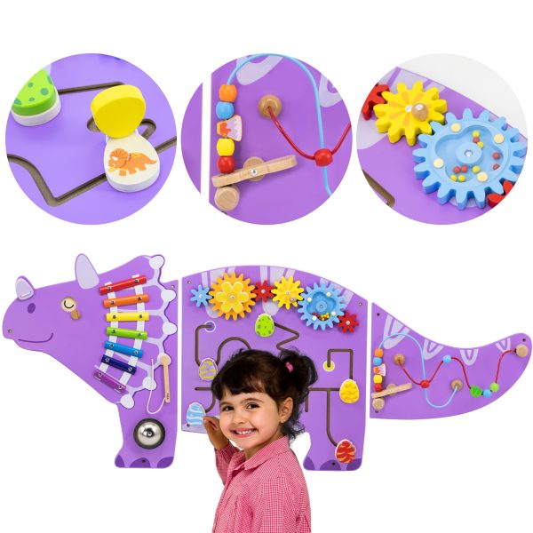 VIGA-Wooden-Sensory-Manipulation-Board-EDU-Triceratops VIGA Wooden Sensory-Manipulation Board EDU Triceratops