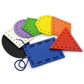 VIGA Wooden Shapes for Montessori Threading and Lacing