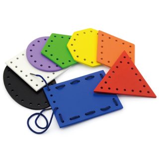 VIGA Wooden Shapes for Montessori Threading and Lacing