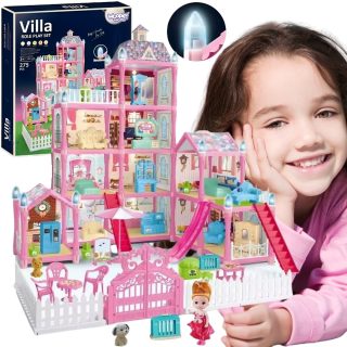 WOOPIE Dollhouse Villa with Accessories and Illuminated Doll 275pcs.